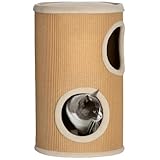PawHut Kratztonne, 60 cm Hoch Katzentonne mit 2 Höhle, Kratzbaum, Katzenturm aus Sisal, für Katze bis 5 kg, Braun
