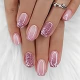 Mrltau 24 PCS Press On Nails Kurz, Kurz Fingernägel Zum Aufkleben, Acryl Kunstnägel Zum Aufkleben, Fingernägel, Design Kunstnägel Kurz