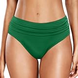 Celanisai Damen Bikinihose Retro Ruched Bikini Hose Klassisch Badeanzug Badehose Strandhose Hoher Taille Einfarbige Bikini Briefs Große Größe Strandhose Bikinislip Bauchweg Schwimmshorts