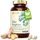 Bio Ingwer Extrakt Kapseln - 180 Kapseln hochdosiert / 600 mg reines Bio Ingwer Extrakt pro Tagesdosis/Ayurvedisch/Vegan, Zertifiziert & Nachhaltig im Glas