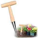 panemy 1pcs Blumenzwiebelpflanzer, Blumenzwiebel-Pflanzwerkzeug mit Maßangaben, Pikierstab Holz, Zwiebelpflanzer, Garten-Pflanzwerkzeuge zum Pflanzen von Blumen, Zwiebeln, Setzlingen