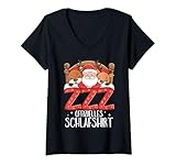 Damen Offizielles Schlafshirt Weihnachten Pyjama für Damen Herren T-Shirt mit V-Ausschnitt