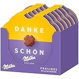 Milka Kleines Dankeschön Pralinen – Alpenmilch-Schokolade mit feiner Milchcrème-Füllung – 12 x 50g