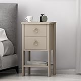 Homidea CEVHER Nachttisch - Nachtkommode - Ablagetisch - Nachtschrank mit 2 Schubladen und Regal – 40 x 35 x 73,8 cm – Moderner Beistelltisch fürs Schlafzimmer (Beige)