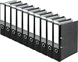 SCHÄFER SHOP Ordner DIN A4 breit – 8 cm Ordnerrücken mit Einsteckrückenschild - Ringbuch Aktenordner Büroordner - Made in Germany - Wolkenmarmor schwarz, 10er Pack