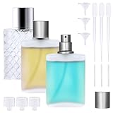3 Stück Parfümzerstäuber 50ml, Tragbar Durchsichtig Glas Parfum Zerstäuber, Mattiert Parfum Flakon Leer, Reise Parfümzerstäuber Nachfüllbar mit Trichter Tropfer Spender für Reise Männer und Frauen
