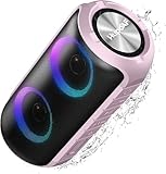 Hupoaf Bluetooth Lautsprecher mit Licht, Neues Musikbox Tragbarer Bluetooth Box mit 52mm Durchmesser Dual Lautsprecher, Tiefer Bass, IPX7 Wasserdicht Outdoor Speaker für Reisen/Party/Strand【2025】