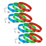 GRIRIW 16 Stück 16 teiliges Fußball Silikonarmband Verschleißfestes Elastisches Sportband für Fans Gruppenzugehörigkeit und Geschenk Komfortabel Leicht in Rot Weiß Blau Grün Geeignet für