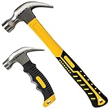 BLOSTM Klauenhammer 2er Set - 20oz Zimmererhammer & 8oz Hammer Klein mit Rutschfestem Komfortgriff für Heimwerkerprojekte in Heim & Büro - 2er-SET