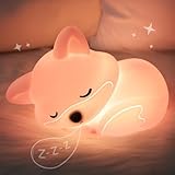 Okayera Fox Lampe, Squishy Fox Silikonlampe für Kinder, Auto-Off Wiederaufladbares Dimmbares Nachtlicht, Kreative Geschenke für Stillen Kinderzimmer Baby Mädchen Frauen Kleinkind