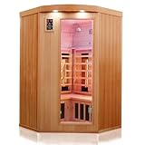 Dewello Infrarotkabine LAKEFIELD 2 120x120 DUAL-THERM für 1-2 Personen aus Hemlock Holz mit Vollspektrumstrahler