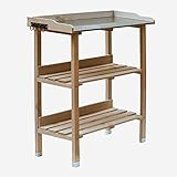 UNUS Pflanztisch Holz Zinkplatte Gartentisch Pflanzregal wetterfest für Außenbereiche (Natur) 76x38x91 cm