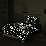 Homemissing Bettwäsche-Set mit Sternen für Kinder, 135 x 200 cm, leuchtend, Mädchen, Jungen, Stern, Bettbezug, leuchtet im Dunkeln, Mikrofaser, 1 Kissenbezug 80 x 80 cm