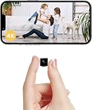 EKJANEPE Mini-Kamera, Mini-Sicherheitskamera für zu Hause, 4K-Wireless-WLAN-Mikrokamera, tragbare Kamera für den Innen- und Außenbereich, Fernüberwachung für mehr Sicherheit mit App