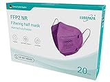 EUROPAPA® 40x FFP2 Masken Atemschutzmaske 5-Lagen Staubschutzmasken hygienisch einzelverpackt Stelle zertifiziert EN149:2001+A1:2009 Mundschutzmaske EU2016/425 (Lila)