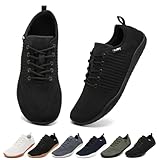 Geweo Barfuss Schuhe Damen Barfuß Sneaker Barfußschuhe Frauen Barfussschuhe Sommer Barefoot Shoes Laufschuhe Turnschuhe Schwarz 39