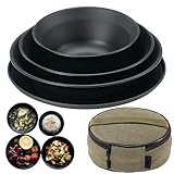 Zuasdvnk Campinggeschirr | Teller aus Edelstahl und Tischutensilien | Stapelbares Outdoor-Besteck mit Aufbewahrungstasche für Picknick, Wandern, Familie und Paare