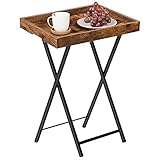 HOOBRO Beistelltisch, Klappbarer Nachttisch, Couchtisch, Faltbarer TV-Tablett zum Essen, Snack-Abendessen, Laptop-Tische für kleinen Raum, Rustikales Braun EBF29BZ01