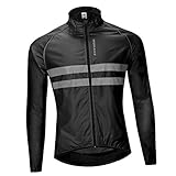 KSJOAIDDE Winddichte Fahrrad-Jacke, langärmelig, für Rennrad, MTB, Sport, Outfits, Größe M, Schwarz , 8