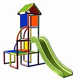move and stic Toni Spielturm/Spielhaus Kletterturm mit Rutsche für Kleinkinder für Kinderzimmer oder Spielzimmer genauso geeignet wie im Garten