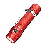 Wurkkos WK03 LED Mini Taschenlampe, 1800 Lumen Extrem Hell Taschenlampe USB-C Wiederaufladbar Mit SST40 LED, IP68 Wasserdicht Tragbarer EDC Taschenlampe mit 3000 mAh Stromversorgung(Rot)