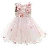 Monimo Baby Mädchen Prinzessin Kleid Taufkleid Festlich Kleid Hochzeit Partykleid Festzug Babybekleidung,Rosa2,12-16 Monate