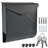ALSTEN TECH Designer Briefkasten Wandbriefkasten Postkasten mit Zeitungsrolle Zeitungsfach Anthrazitgrau Matt RAL 7016