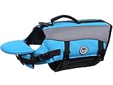 VIVAGLORY Hunde Schwimmweste mit abnehmbarem Frontauftrieb, Rettungsweste mit Reflektierenden Besätzen & Zusätzliche Polsterung zum Schwimmen & Bootfahren Blau S