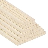 Belle Vous 50 Pack Natürliche Holzleisten zum Basteln, Holzstiele - 6,4 mm x 30 cm Schmale Bastel Holzleisten Wandleiste Holz - Extra Langes Unbehandeltes Holz Bastel Holz, DIY Projekte, Holzarbeit
