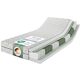 MSS e.K. Medic Taschenfederkernmatratze 140x200 x 20 cm (Kernhöhe 19 cm), 7-Zonen Federkernmatratze mit Komfortschaum und Microfaser-Bezug, Matratze für Kinder und Erwachsene, Härtegrad H4