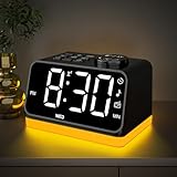 AFEXOA Digital Radiowecker mit 2 Ladestation für Handys, mit Licht, Dual-Wecker, 8 White Noise, Tischuhr mit UKW-Radio, LED Display 0–100% Dimmbar, Timer, Schlummer, Uhrenradio ohne Ticken