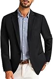 PJ PAUL JONES Sakko Herren Sportlich Woll Anzugjacke Blazer Regular Fit Modern Sportlich Freizeit 1 Knöpfe XXL Schwarz