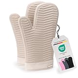 Bellphany Silikon Ofenhandschuhe Paar - Topfhandschuhe zum Kochen & Backen, Backhandschuhe hitzebeständig bis 250°C, Beige
