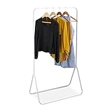 Relaxdays Kleiderständer, HBT: 146 x 80 x 44 cm, Kleiderstange, Jacken, Hemden, Metall, freistehende Garderobe, weiß