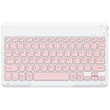 EasyAcc Bluetooth-Tastatur, kabellose Bluetooth-Tastatur kompatibel mit Windows/Android/iOS, Tastatur mit QWERTZ Deutsches Layout Tablets, Tastatur Roségold