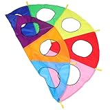 Cabilock Regenbogen Schwungtuch Fallschirm Kooperatives Spiel für Kindergarten Outdoor Sensorisches Training Familien Spaß