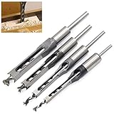 WSOOX 4 Stücke Holz Bohrer Set Platz Loch Bohrer Stemmen Bohrer Werkzeuge DIY Holzbearbeitungswerkzeuge Spiralbohrer Kits (6,4mm / 8mm / 9,5mm / 12,7mm)