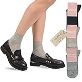 LEON D'ORO Gerippte Socken mit Kaschmir Socken Damen Kaschmir Light Warm Made in Italy, ASS CLASSICO 3 Paar, Einheitsgröße