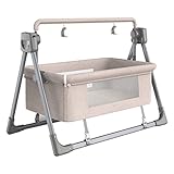 RJZHJYD Reisebett, Babyreisebett mit Matratze Faltbare Seitenwand,atmungsaktives seitliches Netz Baumwolltuch, für Neugeborene passt neben Fast jedes Bett(Color:Khaki)