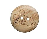 süße Holz Knöpfe 2 Loch mit Hund Motiv aus echtem Oliven Holz und teilweise sichtbarer Maserung (10 Stück) (17mm)