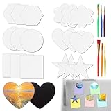 TYBYBB Leinwand zum Bemalen Set 18 Stück Leinwand Kleine, Magnetische Leinwände zum Malen Set, Mini Canvas Set,Blanko Magnete zum Bemalen für Acrylfarben ölfarben Gouache (6 Größen)