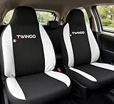 Auto Accessori Lupex - Sitzbezüge für Autositz, kompatibel Autositzbezüge für Twingo, Schwarz Weiß, Made in Italy, Set für Vorder- und Rücksitze, Polyester-Gewebe, Auto-Innenbezüge