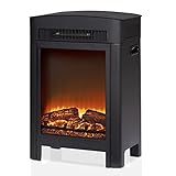 alpina Kaminofen Elektrisch Luzern – Elektrokamin mit Heizung 1800–2000W – Elektrischer Kamin mit Thermostat Heizung – LED Kamin mit realistischem Flammeneffekt – Kompakter Kaminofen Freistehend