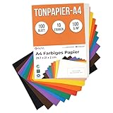 Packung mit 100 Tonpapier A4 Bunt, Kann Verwendet Werden als Druckerpapier A4, Tonpapier, Zeichenpapier a4, Kopierpapier A4, Bastelpapier & Watercolor Paper, Bunte Basteln A4 Papier, Buntes Papier A4