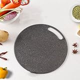 31cm Schneidebrett Rund,Schneidebrett Kunststoff, Hackbrett Marmoroptik mit Hangöse,Küchenutensilien für Fleisch Gemüse Obst Brettchen fürs
