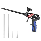 WORKPRO Schaumpistole Teflonbeschichtet (PTFE), PU-Bauschaum Präzisionspistole zum Abdichten&Verstemmen&Füllen&Isolieren, inkl. flexibler Spritverlängerungen und Spritzdrüsen, für Haus und Büro
