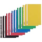 D.RECT 10 Stück Schnellhefter (2 Stück pro Farbe 5x2) | Pappschnellhefter A4 mit Lochung aus Kunststoff mit Transparentem Vorderdeckel | Plastik-Schnellhefter aus PP-Folie | Gelocht - Eurolochung