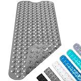 Badewannenmatte Duschmatte 100x40 cm Badewanneneinlage Antirutschmatte rutschfest Maschinenwaschbar (Grau)