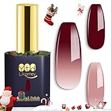 YTD Likomey UV Nagellack Farbwechsel Thermo Farbgel,15ml Nude Pink Weinrot Gel Chamäleon Shellac Nagelgel UV/LED Color Change Herbst Winter Weihnachtstag Gellack,WB08