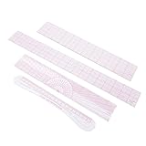 Lurrose 4 Teiliges Set Schneidelineal Topf Hitzelöschbarer Stoffstift Kurvenlineal Nählineal Band Stoffschere Transparentes Lineal Stoffschneider Gitter Schneiderlineal Nähzubehör